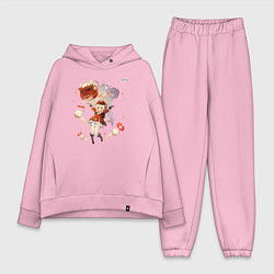 Женский костюм оверсайз Кли из Геншин Импакт, цвет: светло-розовый