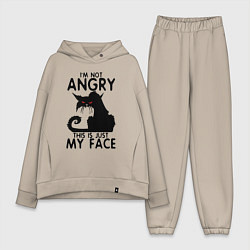 Женский костюм оверсайз I am not angry cat, цвет: миндальный