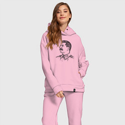 Женский костюм оверсайз Профиль Сталина, цвет: светло-розовый — фото 2