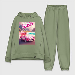 Женский костюм оверсайз Барби в кабриолете на горной дороге, цвет: авокадо
