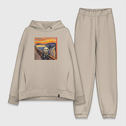 Женский костюм оверсайз Scream munch, цвет: миндальный