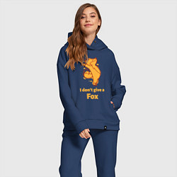 Женский костюм оверсайз I dont give a fox, цвет: тёмно-синий — фото 2