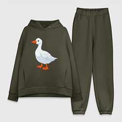 Женский костюм оверсайз Гусь белый нарисованный