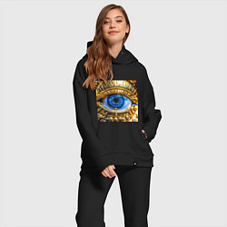 Женский костюм оверсайз Глаз металлический голубой в стиле стимпанк, цвет: черный — фото 2