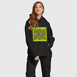 Женский костюм оверсайз Цветы и листья: for mom, цвет: черный — фото 2