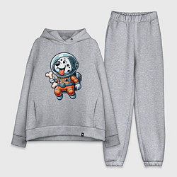 Женский костюм оверсайз Dalmatian cosmonaut puppy with a bone, цвет: меланж