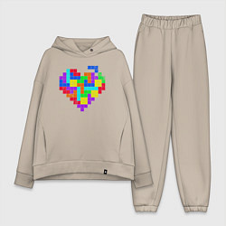 Женский костюм оверсайз Color tetris, цвет: миндальный