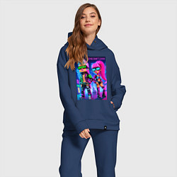Женский костюм оверсайз Barbie and Ken - Minecraft 2099 ai art collaborati, цвет: тёмно-синий — фото 2