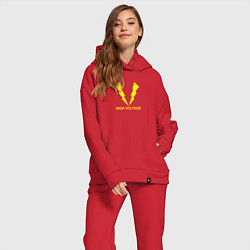 Женский костюм оверсайз Hihg Voltage!, цвет: красный — фото 2