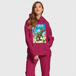 Женский костюм оверсайз Minecraft and beersaur - ai art collaboration, цвет: маджента — фото 2