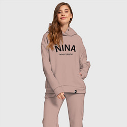 Женский костюм оверсайз Nina never alone - motto, цвет: пыльно-розовый — фото 2