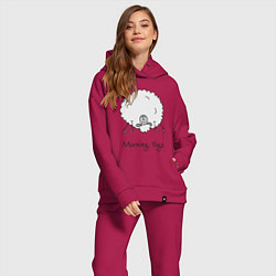 Женский костюм оверсайз Утро и йога, цвет: маджента — фото 2