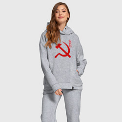 Женский костюм оверсайз СССР серп и молот red, цвет: меланж — фото 2