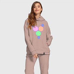 Женский костюм оверсайз Окружности матрешки, цвет: пыльно-розовый — фото 2