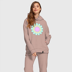 Женский костюм оверсайз Круговые фигуры, цвет: пыльно-розовый — фото 2