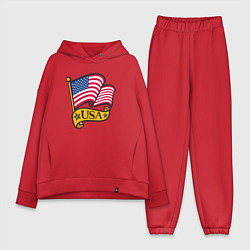 Женский костюм оверсайз American flag, цвет: красный