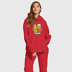 Женский костюм оверсайз Две весёлые кружки, цвет: красный — фото 2