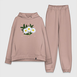 Женский костюм оверсайз Ромашка белая, цвет: пыльно-розовый