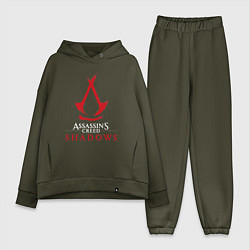 Женский костюм оверсайз Assassins creed shadows logo, цвет: хаки