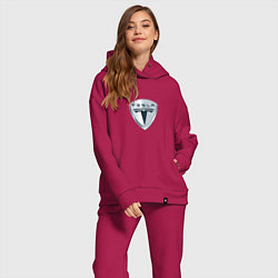 Женский костюм оверсайз Tesla logo, цвет: маджента — фото 2