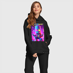 Женский костюм оверсайз Cyber Bart in metropolis - neon glow, цвет: черный — фото 2