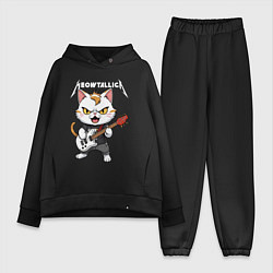 Женский костюм оверсайз Meowtallica rock, цвет: черный