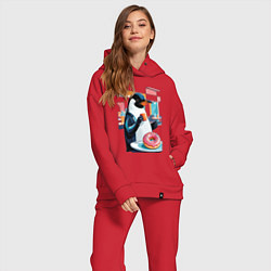 Женский костюм оверсайз Пончик для пингвина, цвет: красный — фото 2