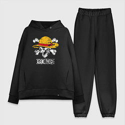 Женский костюм оверсайз One piece череп в соломенной шляпе