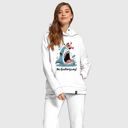 Женский костюм оверсайз Shark and dude - ai art fantasy, цвет: белый — фото 2