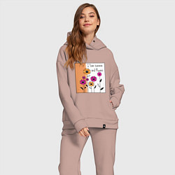 Женский костюм оверсайз Люблю лето и цветы, цвет: пыльно-розовый — фото 2