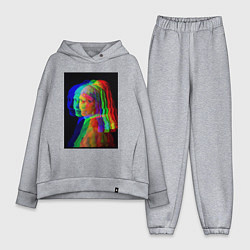 Женский костюм оверсайз Девушка с жемчужной серёжкой с глюками, цвет: меланж