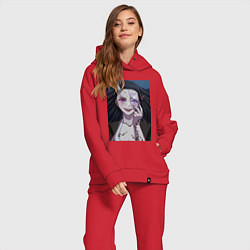 Женский костюм оверсайз Клинок, рассекающий демонов Нэдзуко Камадо, цвет: красный — фото 2