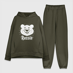 Женский костюм оверсайз Россия и медведь