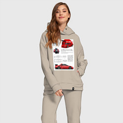 Женский костюм оверсайз Honda nsx, цвет: миндальный — фото 2