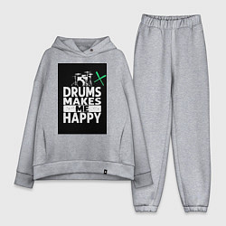 Женский костюм оверсайз Барабаны делают меня счастливее