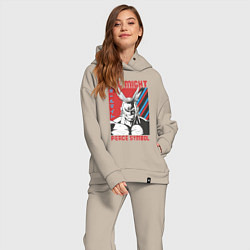 Женский костюм оверсайз Моя геройская академия All Might pease symbol, цвет: миндальный — фото 2