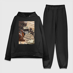 Женский костюм оверсайз Музыка эстетика, цвет: черный