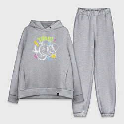 Женский костюм оверсайз Граффити одноглазый смайл, цвет: меланж