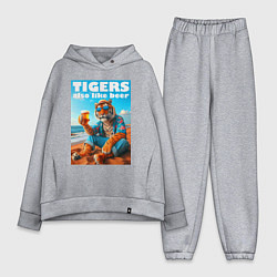 Женский костюм оверсайз Tigers also like beer - ai art fantasy
