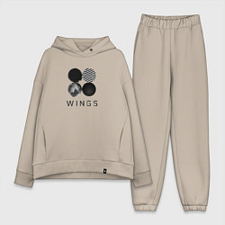 Женский костюм оверсайз BTS Wings, цвет: миндальный