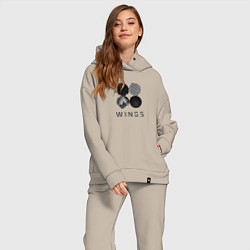 Женский костюм оверсайз BTS Wings, цвет: миндальный — фото 2