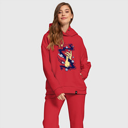 Женский костюм оверсайз Прикосновение к космосу, цвет: красный — фото 2