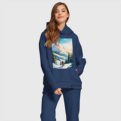 Женский костюм оверсайз Лыжник в горах, цвет: тёмно-синий — фото 2