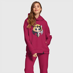 Женский костюм оверсайз Люнокс, цвет: маджента — фото 2