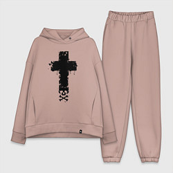 Женский костюм оверсайз Стильный крест - с черепом