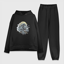 Женский костюм оверсайз Оборотень волк при луне, цвет: черный