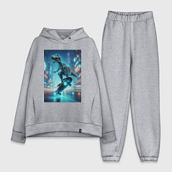 Женский костюм оверсайз Кибер Дино крутой скейтбордист - неоновое свечение