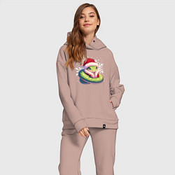 Женский костюм оверсайз Маленькая зелёная змейка, цвет: пыльно-розовый — фото 2