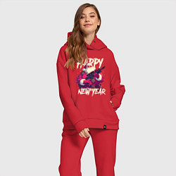 Женский костюм оверсайз Happy New Year Santa Claus with weapon, цвет: красный — фото 2