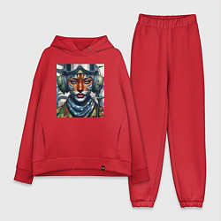 Женский костюм оверсайз Tigress girl military pilot, цвет: красный